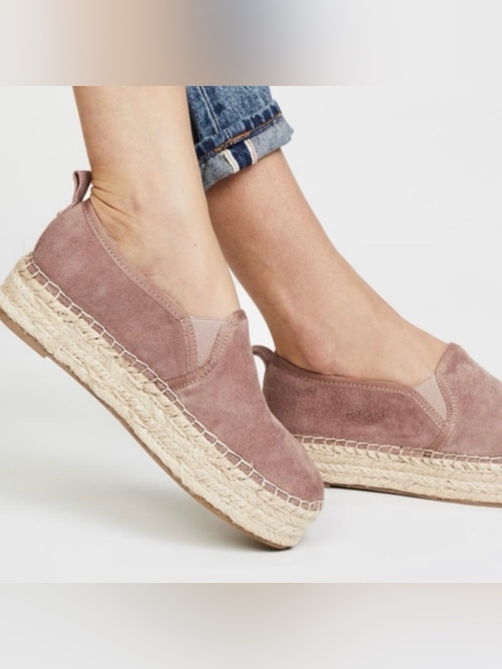 Sam Edelman Dusty Rose Suede Espadrille Platform Slip-On